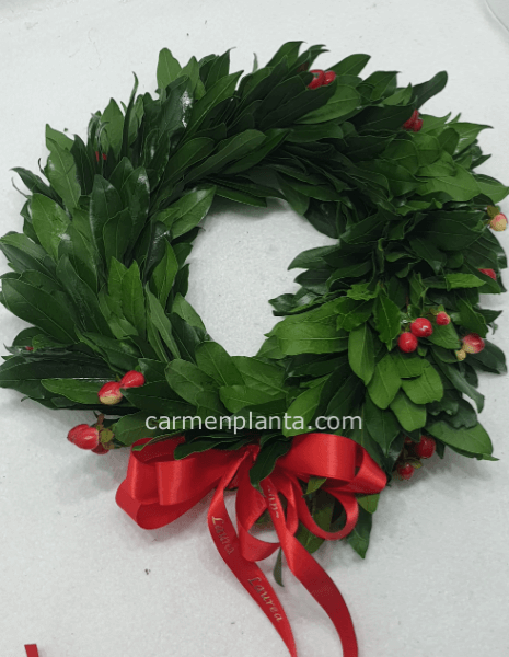 Coroncina di alloro con bacche rosse
